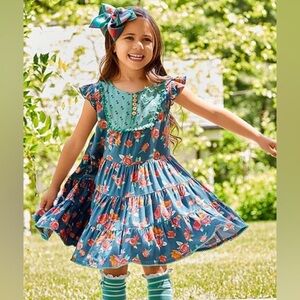 Matilda Jane Floral Blue Dress with Bow